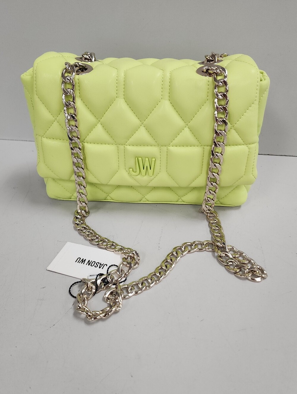 Jason Wu Quilted Chain Crossbody in Neon Lime